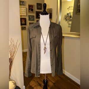 Olive Green Button-Up Shirt